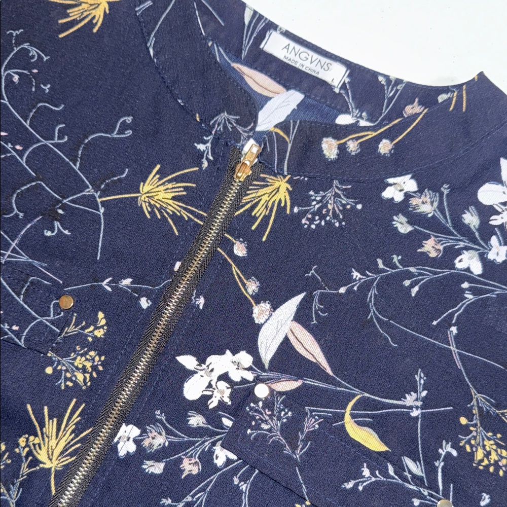 ANGVNS Women's Floral Blouse‎ - Navy